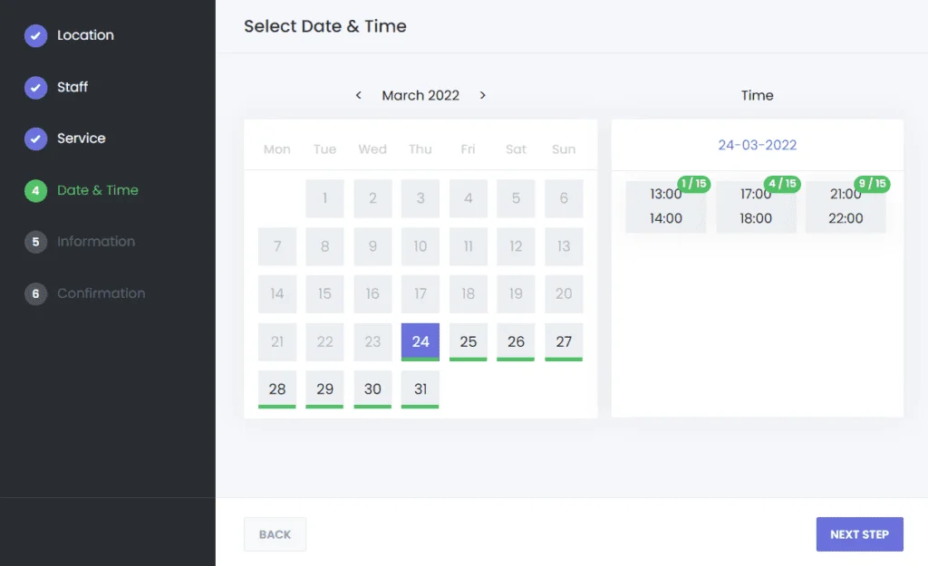 Group Appointment 4 Capacity indicator