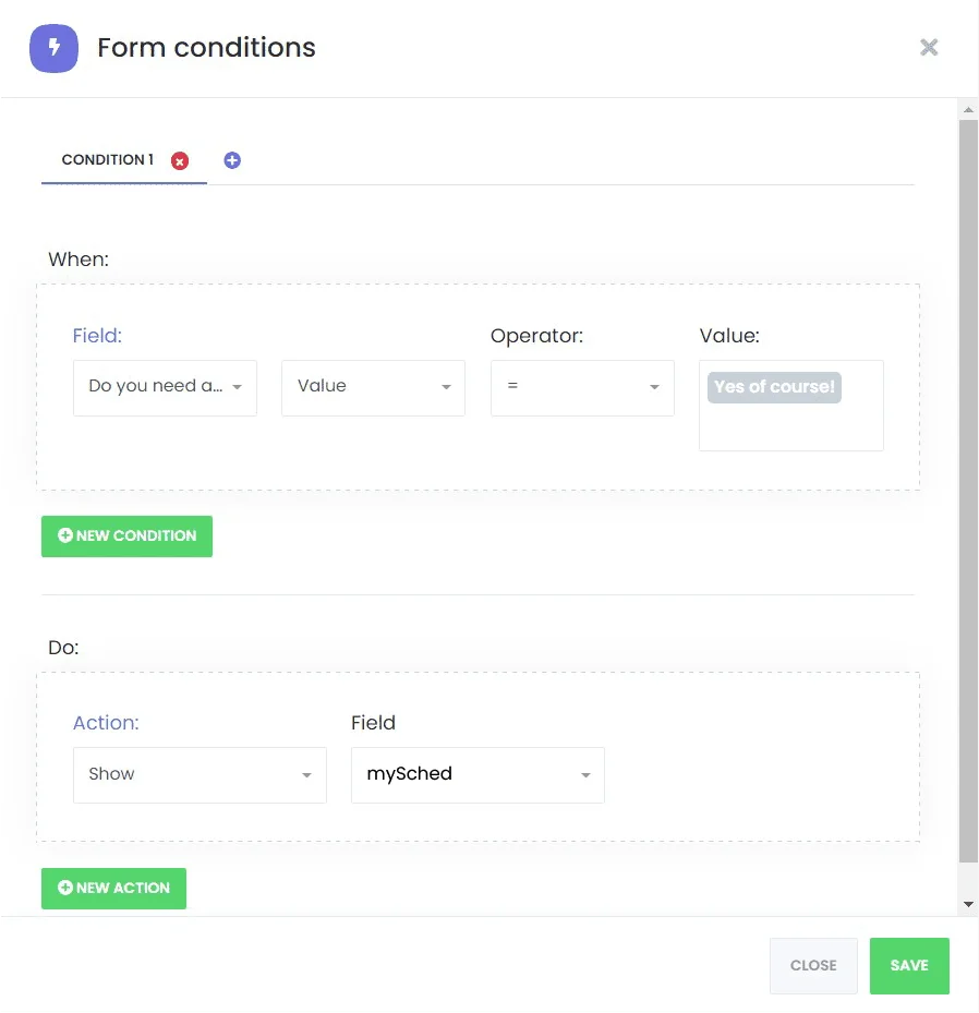 Custom Forms 10 condition 1