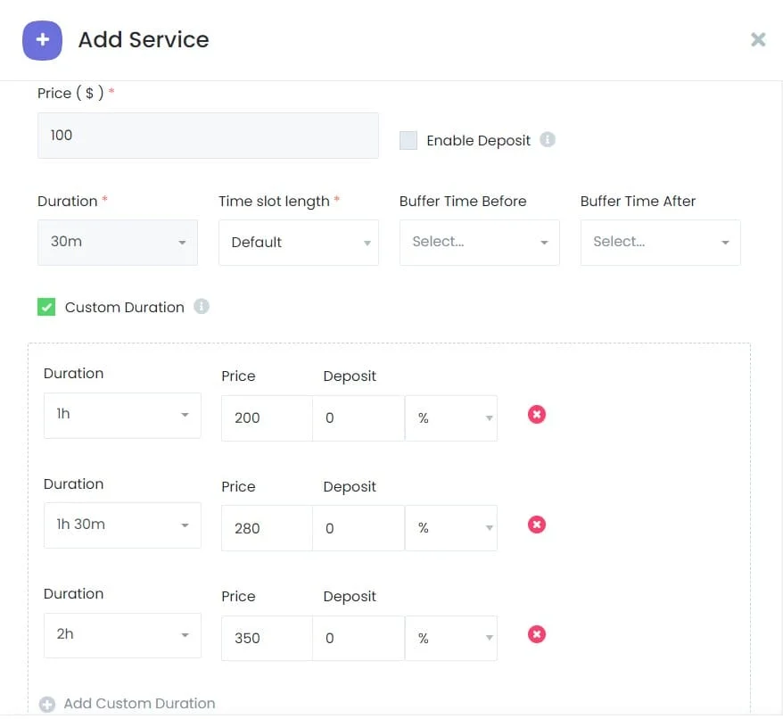 Custom Durations 2 custom duration service edit