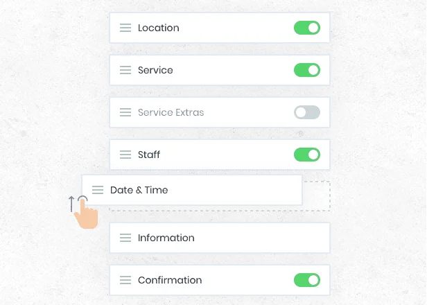 Fully Customizable Booking Widget 6 reorder steps