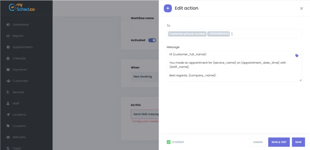 SMS Notifications 2 sms notification template