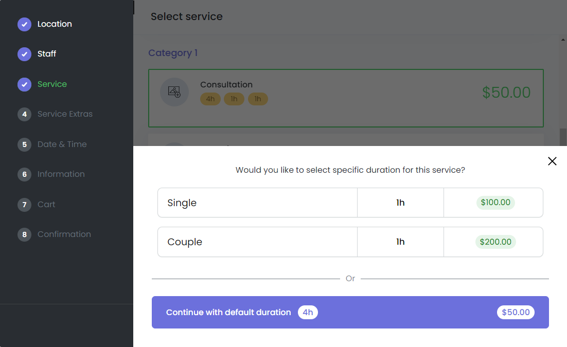 Multiple Durations Selection