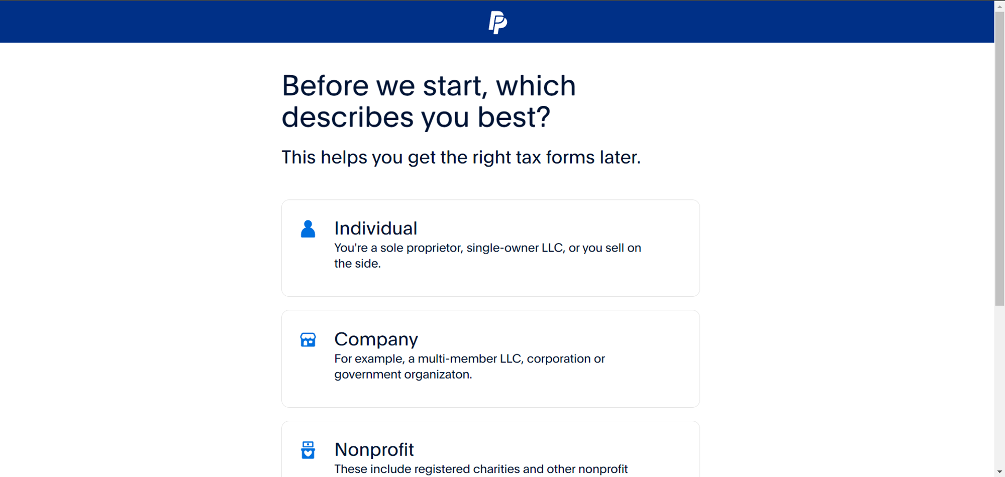 Confirm Business Type