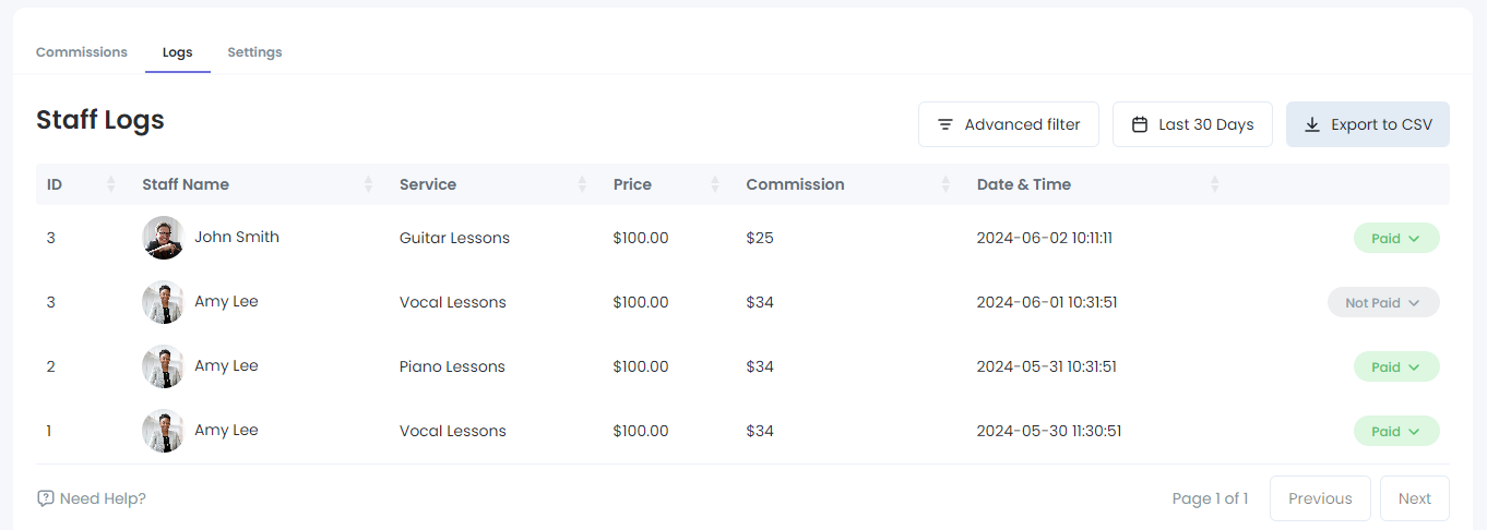 Spezifische Mitarbeiterprovisionen