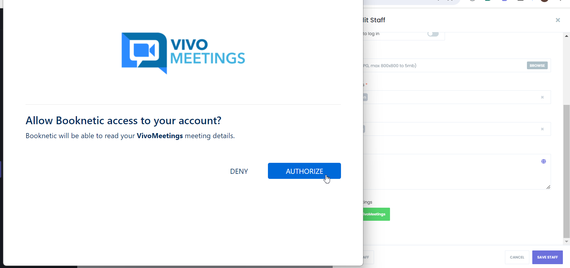 VivoMeetings für Service aktivieren