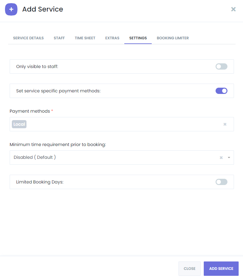 Agregar Configuración de Servicio