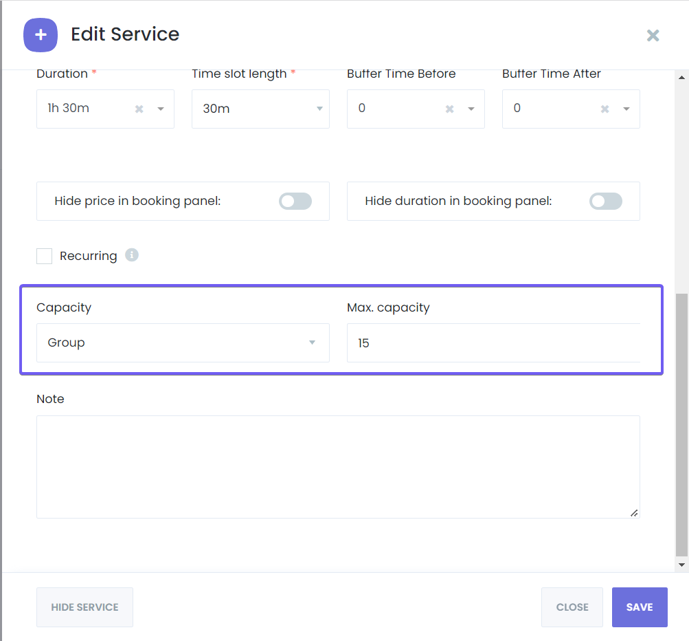 Configuración de Servicio Grupal