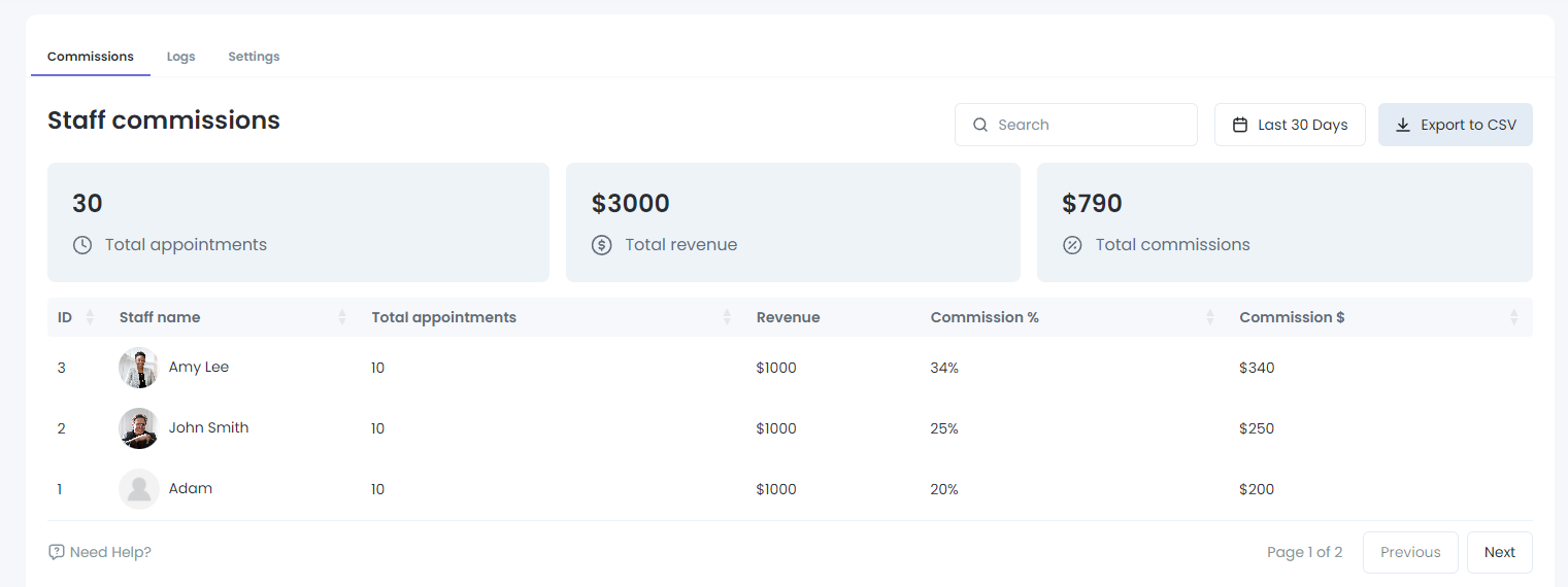 Configuración de Comisiones del Personal
