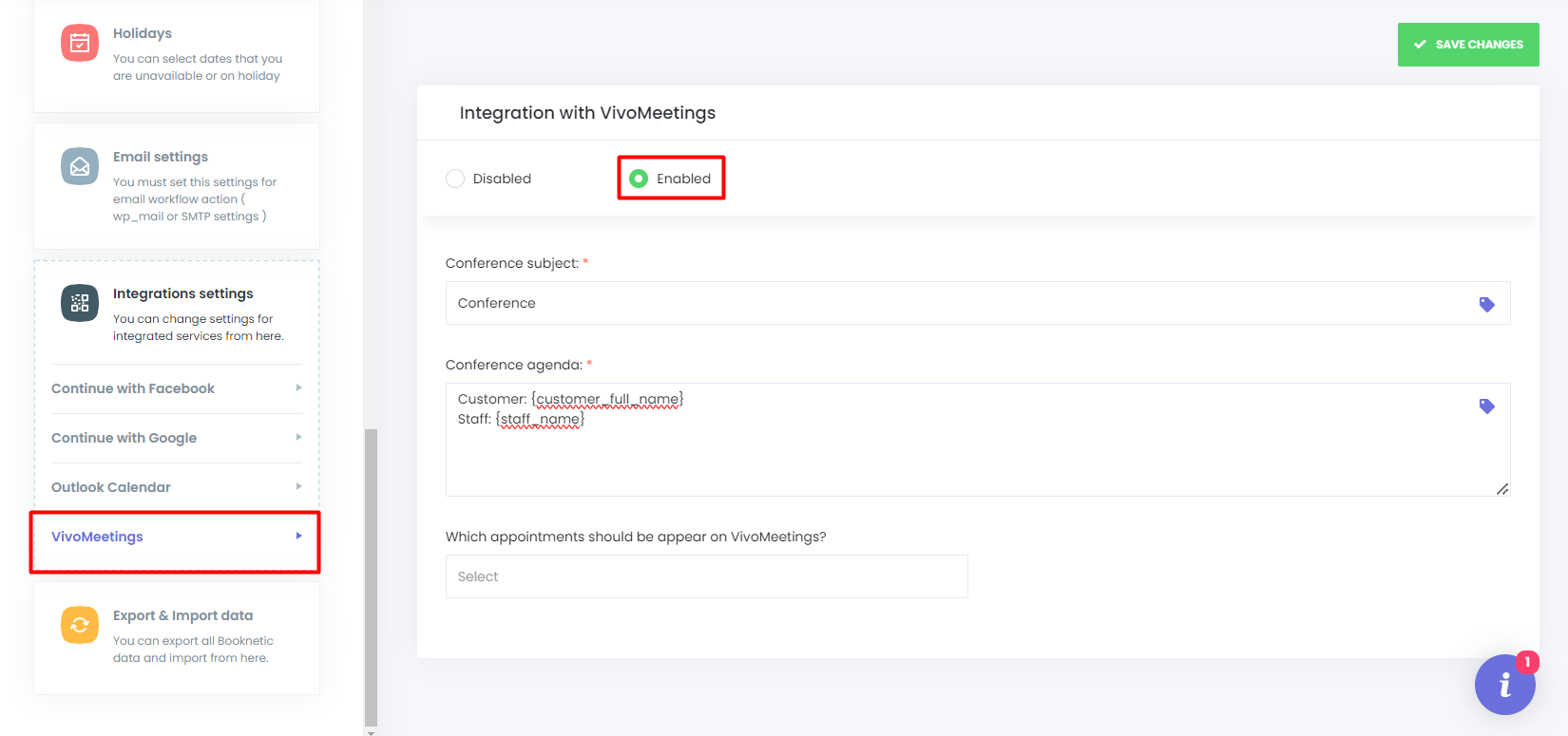 Activar la Integración VivoMeetings