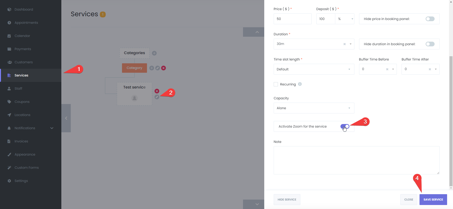 Activar Zoom para Servicios