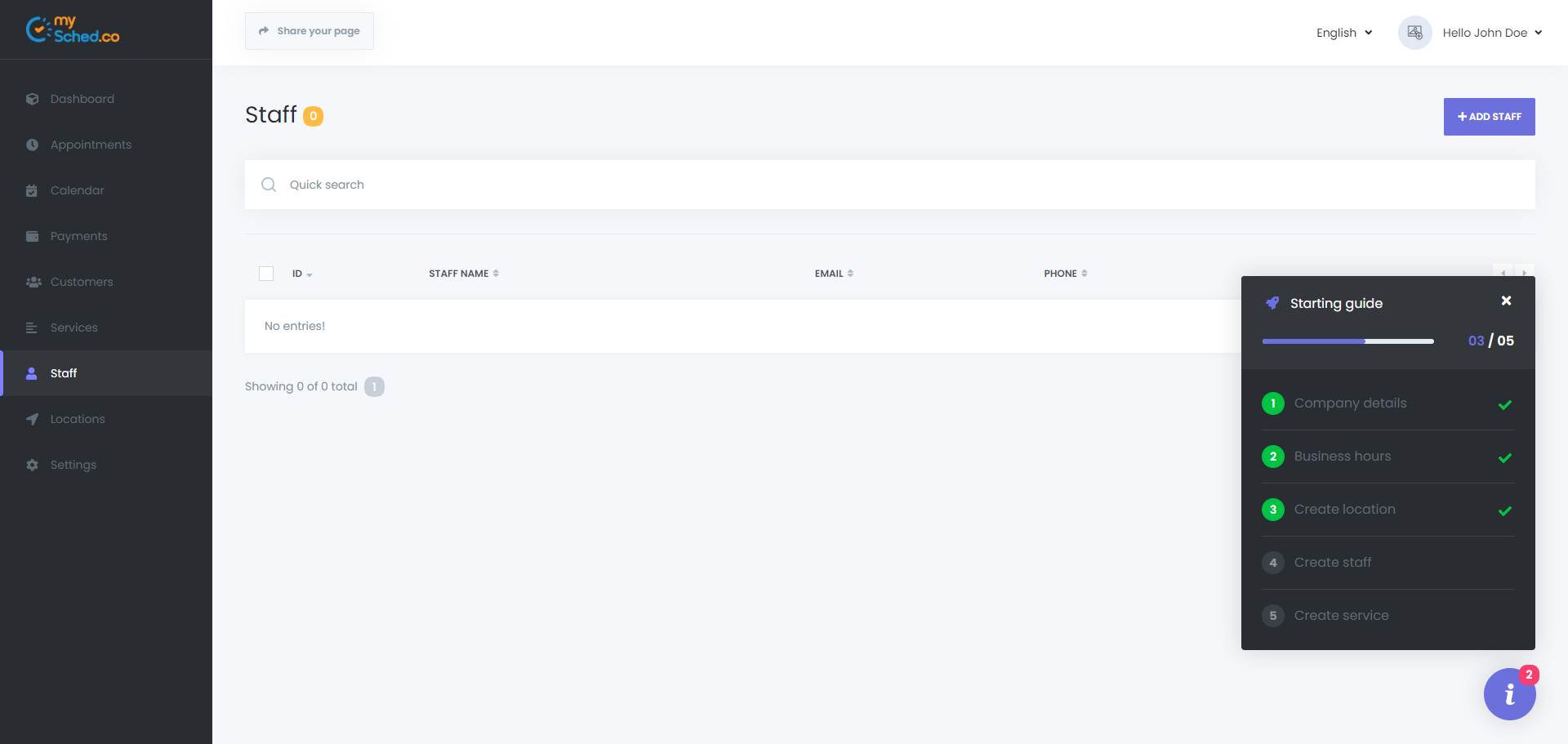 Page de Création du Personnel