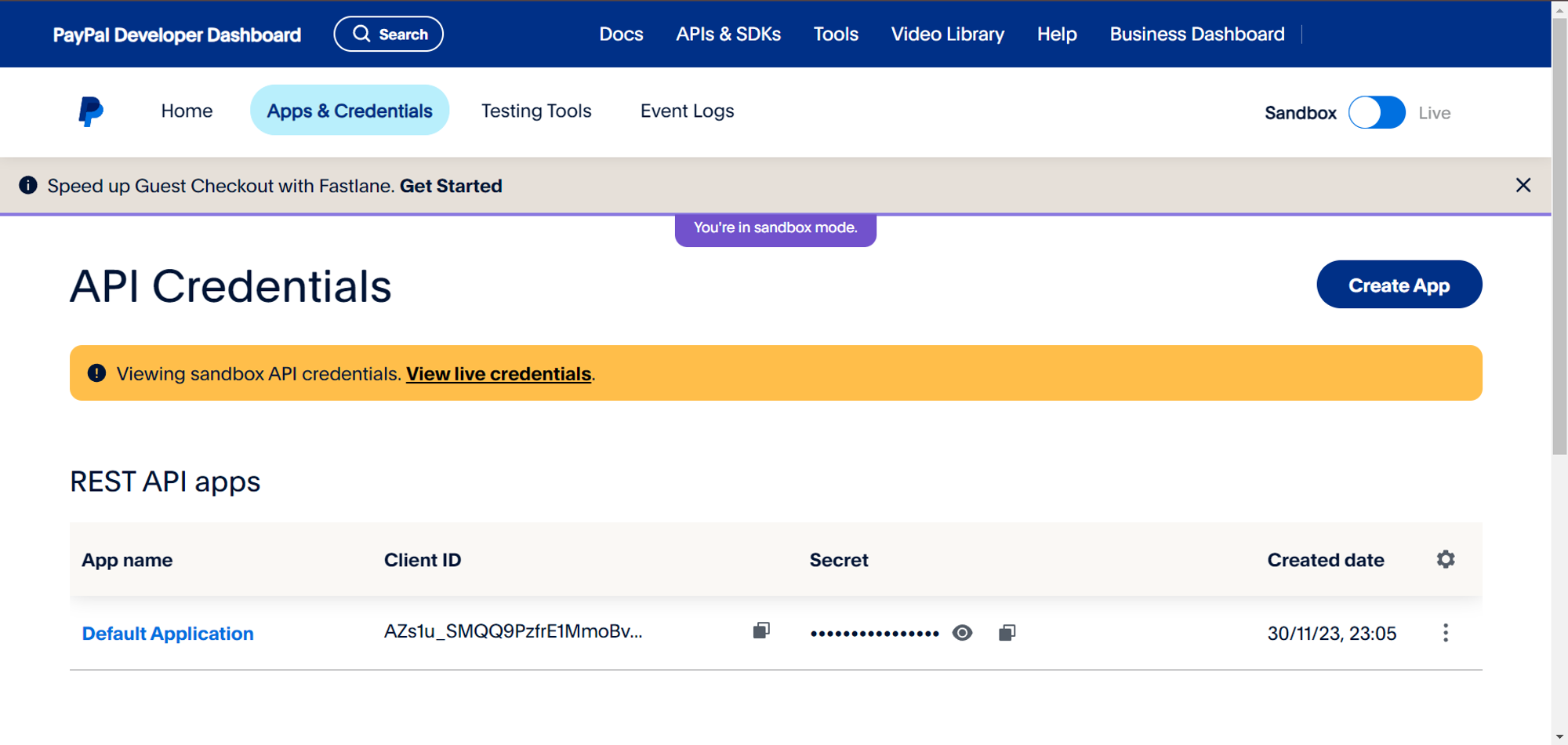 Copier les Identifiants API