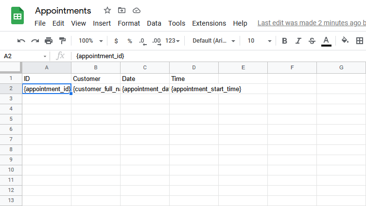 Données Google Sheets