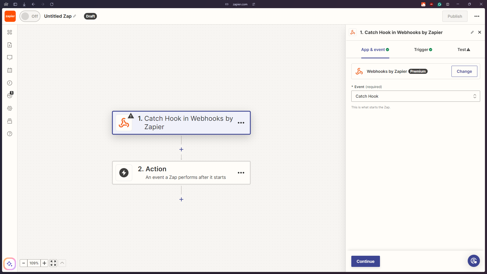 Zapier Webhook Settings