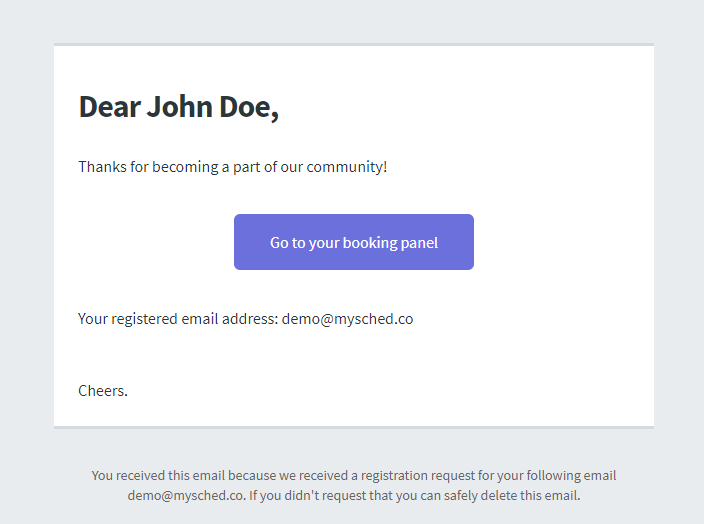 Email di Registrazione Completata